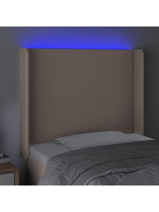 Čelo postele s LED cappuccino 93 x 16 x 118/128 cm umělá kůže