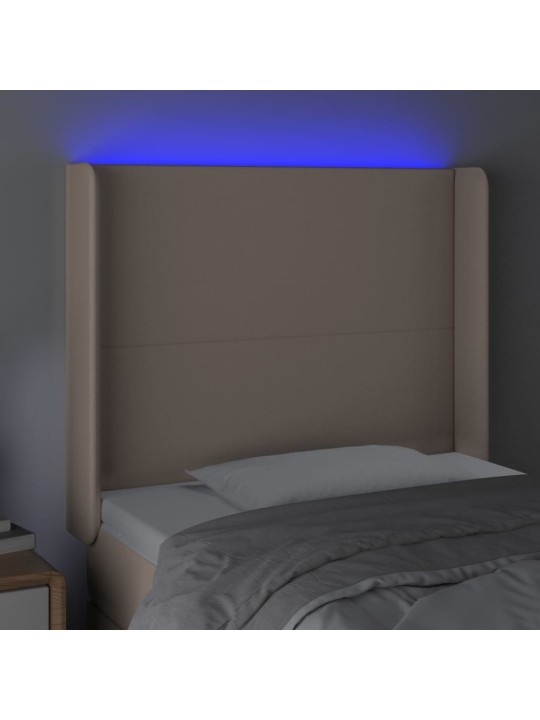 Čelo postele s LED cappuccino 103 x 16 x 118/128 cm umělá kůže