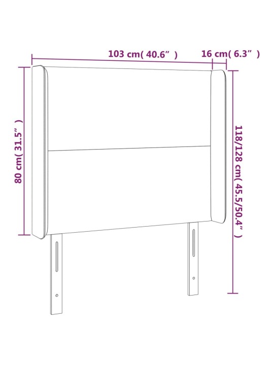 Čelo postele s LED cappuccino 103 x 16 x 118/128 cm umělá kůže