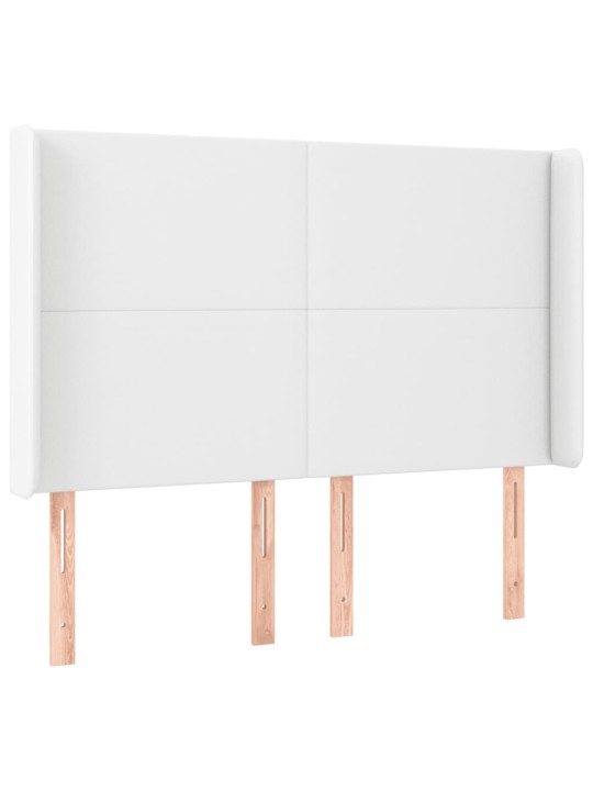 Čelo postele s LED bílé 147 x 16 x 118/128 cm umělá kůže