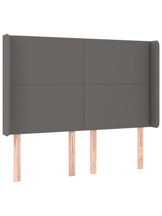 Čelo postele s LED šedé 147 x 16 x 118/128 cm umělá kůže