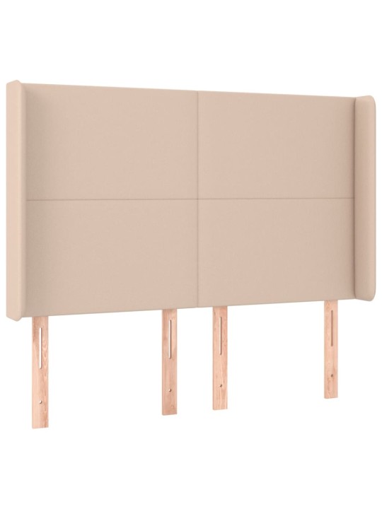 Čelo postele s led cappuccino 147 x 16 x 118/128 cm umělá kůže