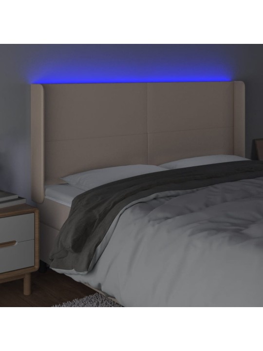Čelo postele s led cappuccino 163 x 16 x 118/128 cm umělá kůže