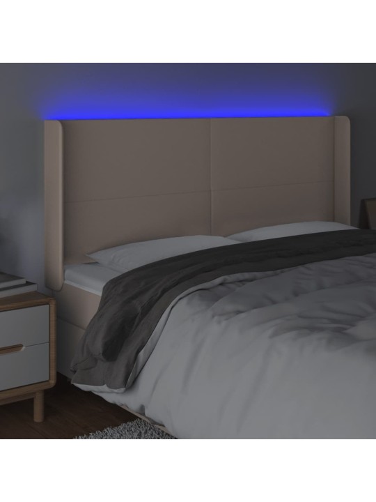 Čelo postele s led cappuccino 183 x 16 x 118/128 cm umělá kůže