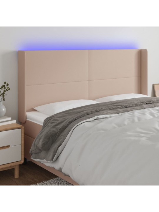 Čelo postele s led cappuccino 183 x 16 x 118/128 cm umělá kůže