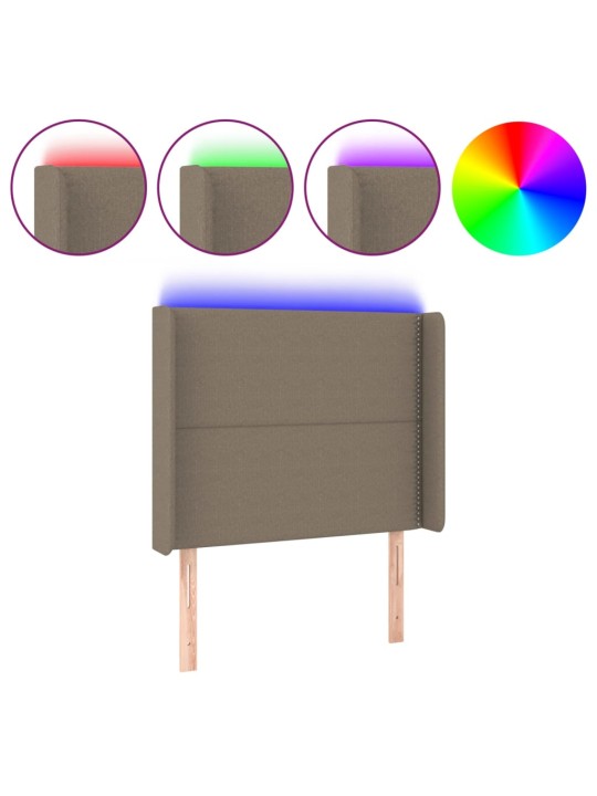 Čelo postele s LED taupe 103 x 16 x 118/128 cm textil