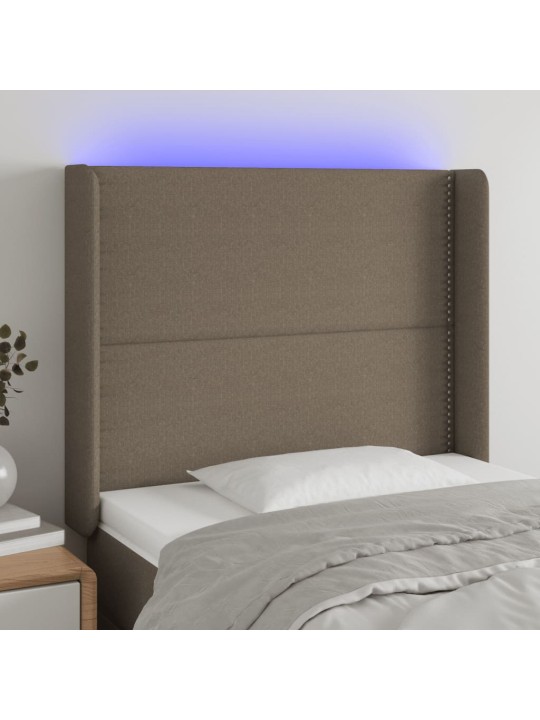 Čelo postele s LED taupe 103 x 16 x 118/128 cm textil