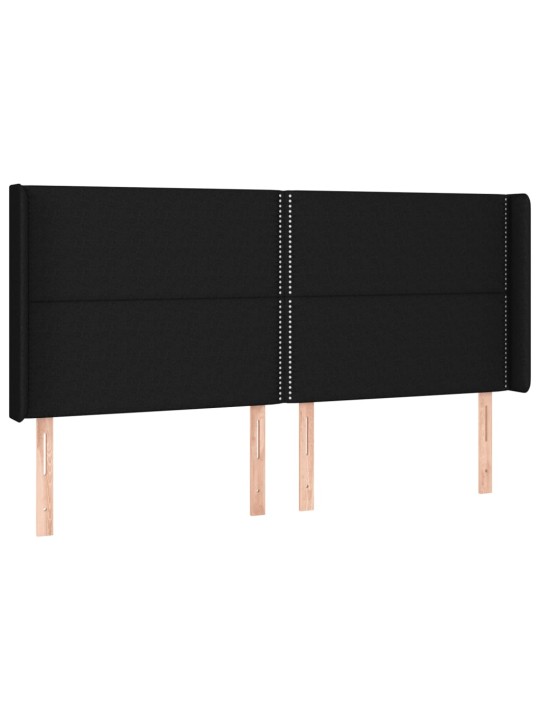 Čelo postele s LED černé 163 x 16 x 118/128 cm textil