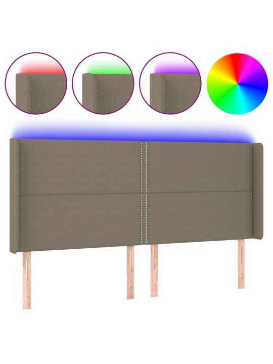 Čelo postele s LED taupe 163 x 16 x 118/128 cm textil