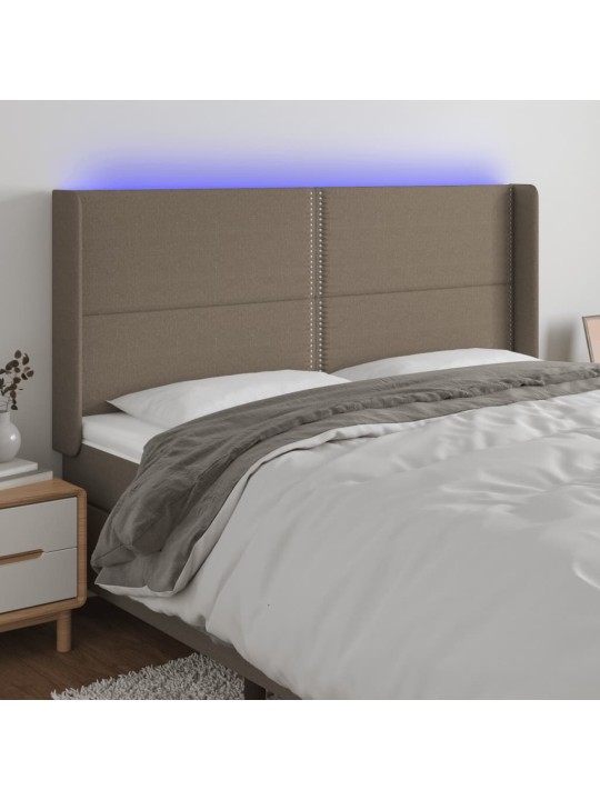 Čelo postele s LED taupe 163 x 16 x 118/128 cm textil
