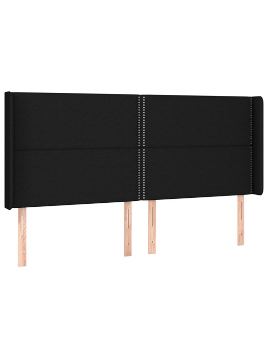 Čelo postele s LED černé 183 x 16 x 118/128 cm textil