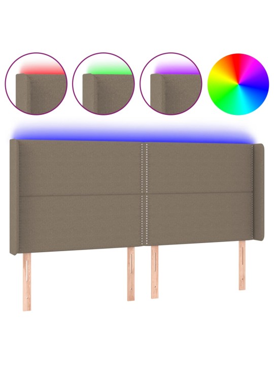 Čelo postele s LED taupe 203 x 16 x 118/128 cm textil