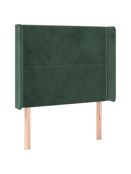 Čelo postele s LED tmavě zelené 83 x 16 x 118/128 cm samet