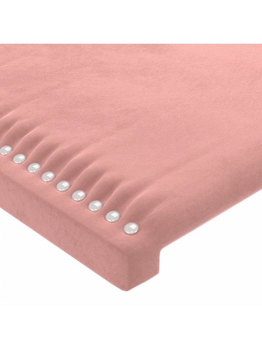 Čelo postele s LED růžové 93 x 16 x 118/128 cm samet