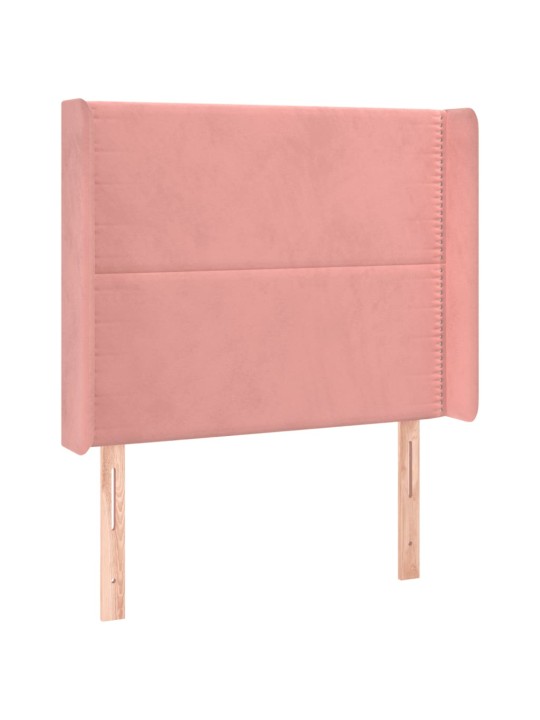 Čelo postele s LED růžové 103 x 16 x 118/128 cm samet