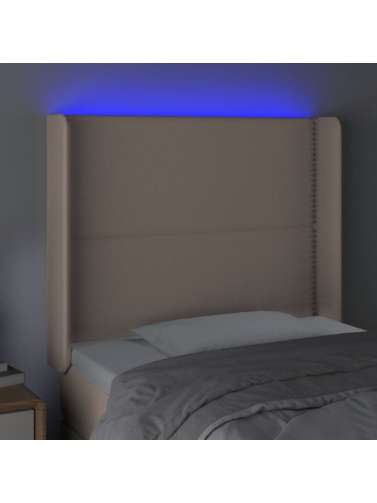 Čelo postele s LED cappuccino 93 x 16 x 118/128 cm umělá kůže