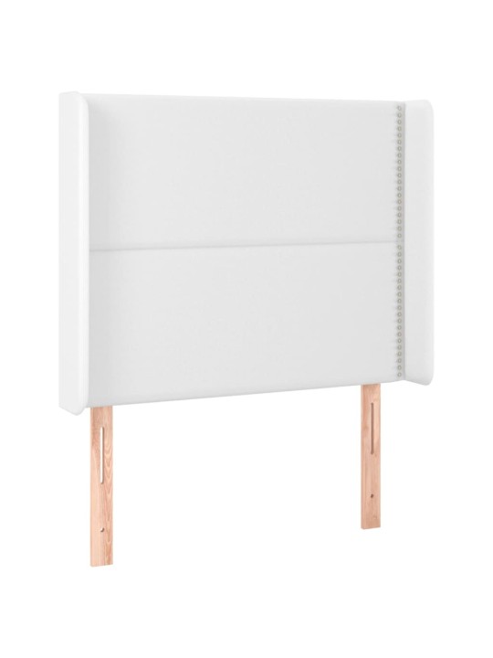 Čelo postele s LED bílé 103 x 16 x 118/128 cm umělá kůže