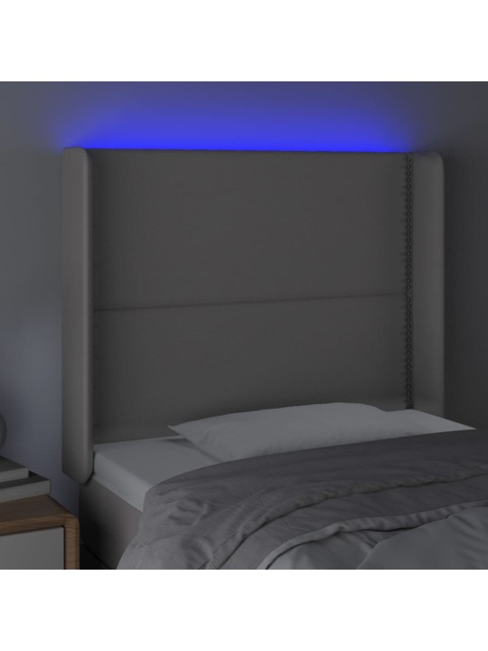 Čelo postele s LED šedé 103 x 16 x 118/128 cm umělá kůže