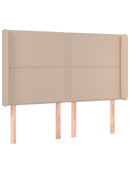 Čelo postele s LED cappuccino 147 x 16 x 118/128 cm umělá kůže