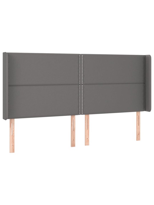 Čelo postele s LED šedé 163 x 16 x 118/128 cm umělá kůže