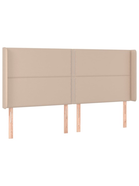 Čelo postele s led cappuccino 183 x 16 x 118/128 cm umělá kůže