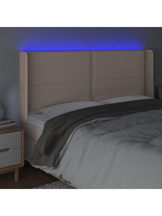 Čelo postele s led cappuccino 183 x 16 x 118/128 cm umělá kůže