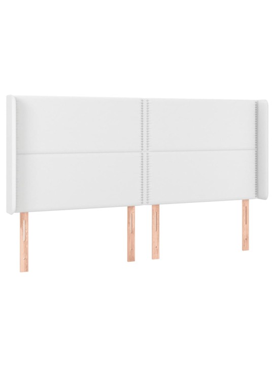 Čelo postele s LED bílé 203 x 16 x 118/128 cm umělá kůže