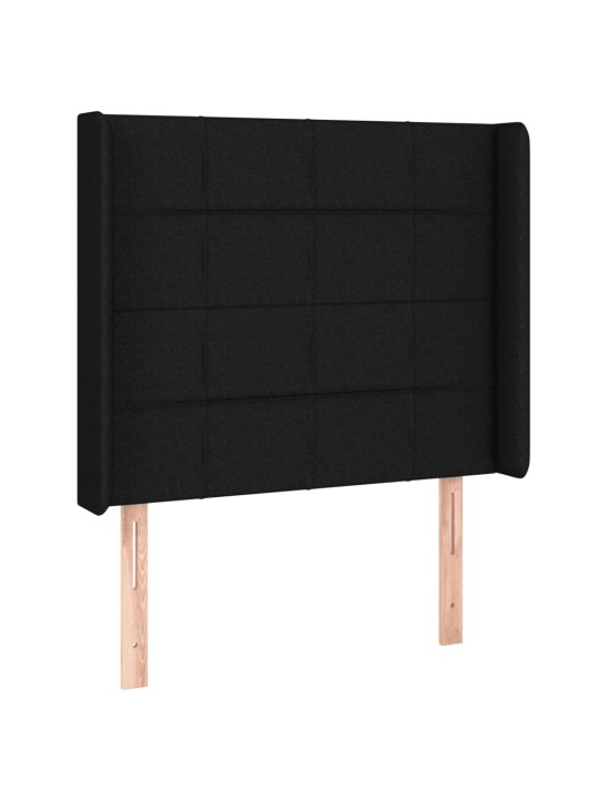 Čelo postele s LED černé 83 x 16 x 118/128 cm textil