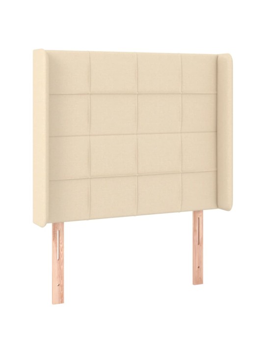 Čelo postele s led krémové 83 x 16 x 118/128 cm textil