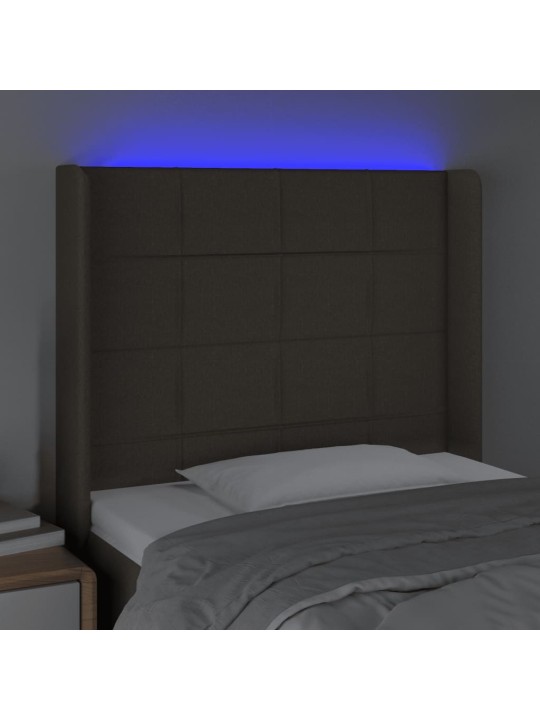 Čelo postele s LED taupe 93 x 16 x 118/128 cm textil
