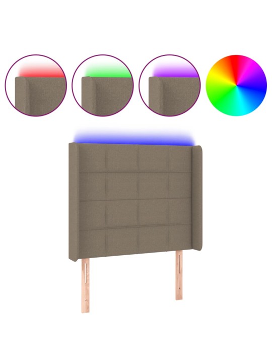 Čelo postele s LED taupe 103 x 16 x 118/128 cm textil