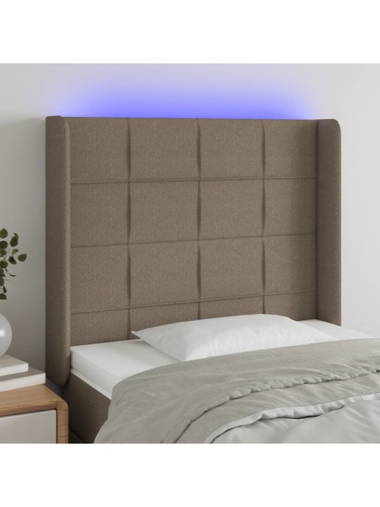 Čelo postele s LED taupe 103 x 16 x 118/128 cm textil