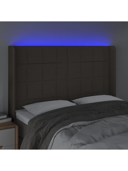 Čelo postele s led taupe 147 x 16 x 118/128 cm textil