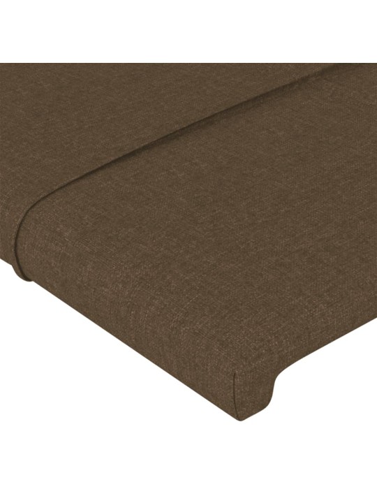 Čelo postele s led tmavě hnědé 163 x 16 x 118/128 cm textil