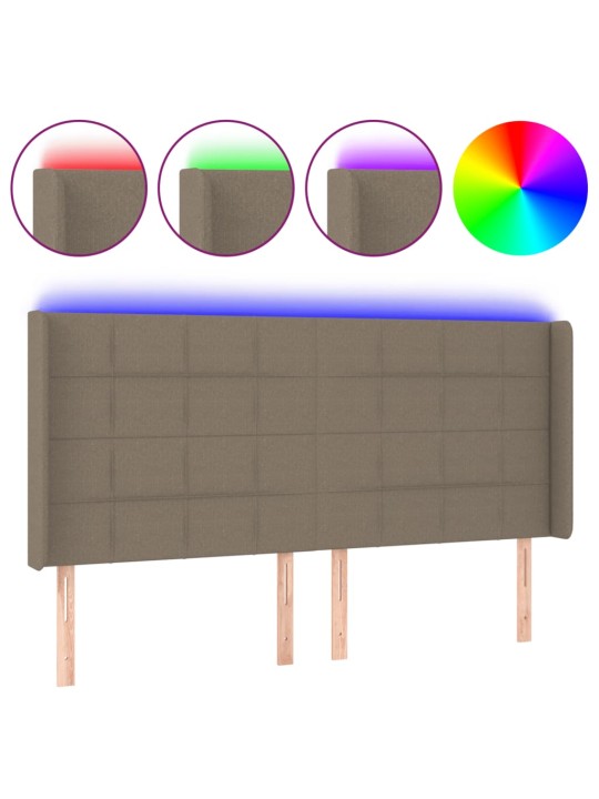 Čelo postele s led taupe 163 x 16 x 118/128 cm textil