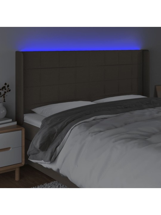Čelo postele s led taupe 163 x 16 x 118/128 cm textil