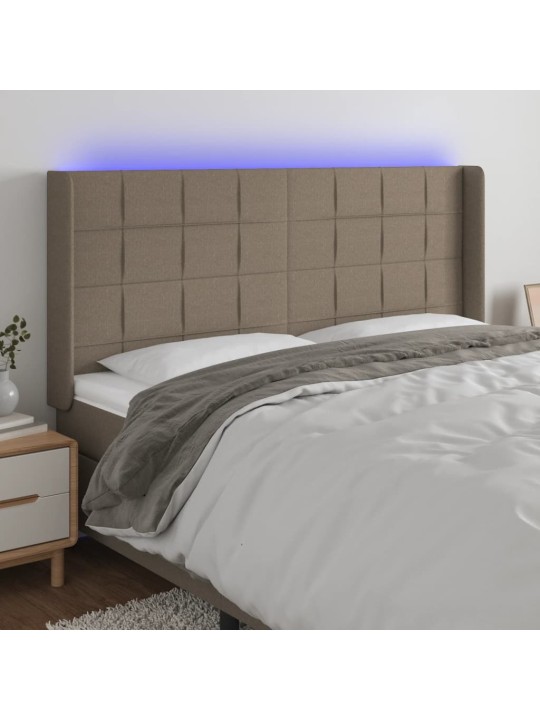 Čelo postele s led taupe 163 x 16 x 118/128 cm textil
