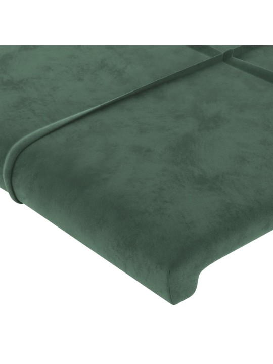 Čelo postele s LED tmavě zelené 83 x 16 x 118/128 cm samet