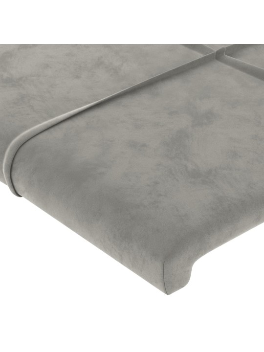 Čelo postele s LED světle šedé 93x16x118/128 cm samet