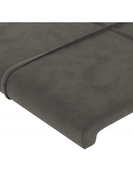 Čelo postele s LED tmavě šedé 203 x 16 x 118/128 cm samet