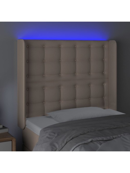 Čelo postele s led cappuccino 83 x 16 x 118/128 cm umělá kůže
