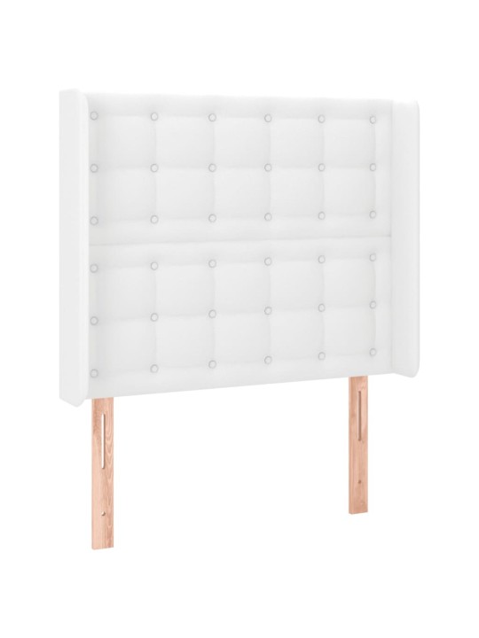 Čelo postele s LED bílé 103 x 16 x 118/128 cm umělá kůže