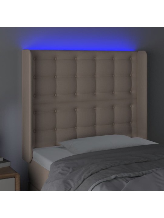Čelo postele s led cappuccino 103 x 16 x 118/128 cm umělá kůže