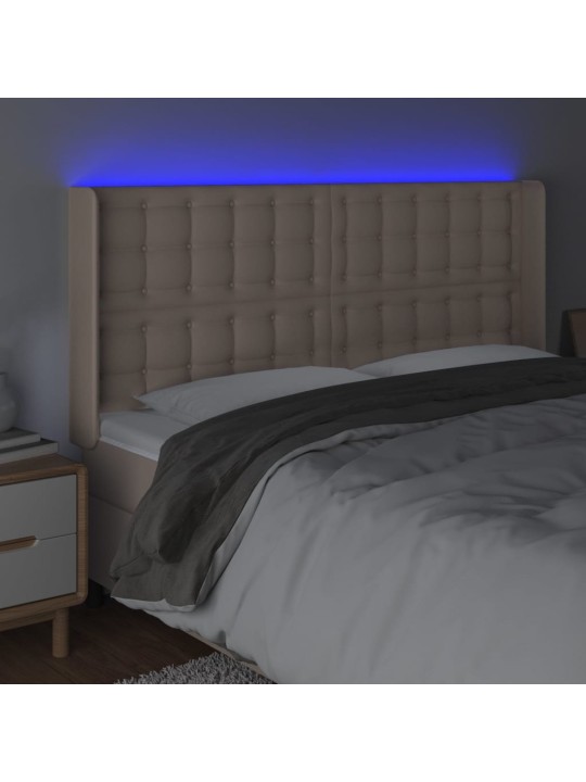 Čelo postele s led cappuccino 163 x 16 x 118/128 cm umělá kůže