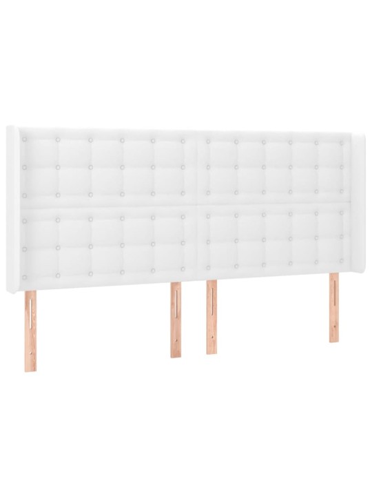 Čelo postele s LED bílé 203 x 16 x 118/128 cm umělá kůže