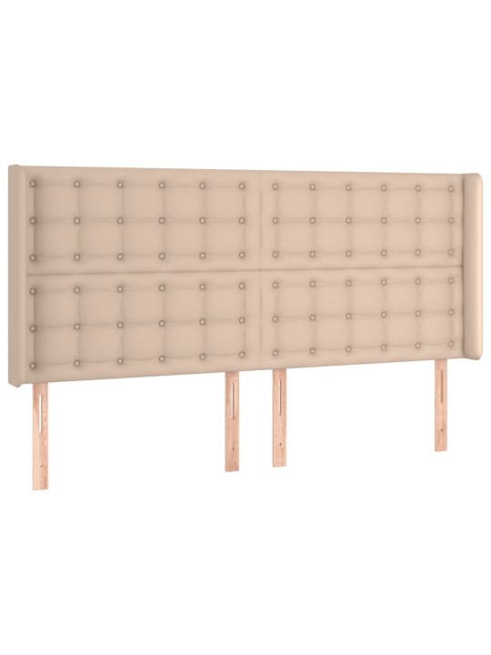 Čelo postele s led cappuccino 203 x 16 x 118/128 cm umělá kůže