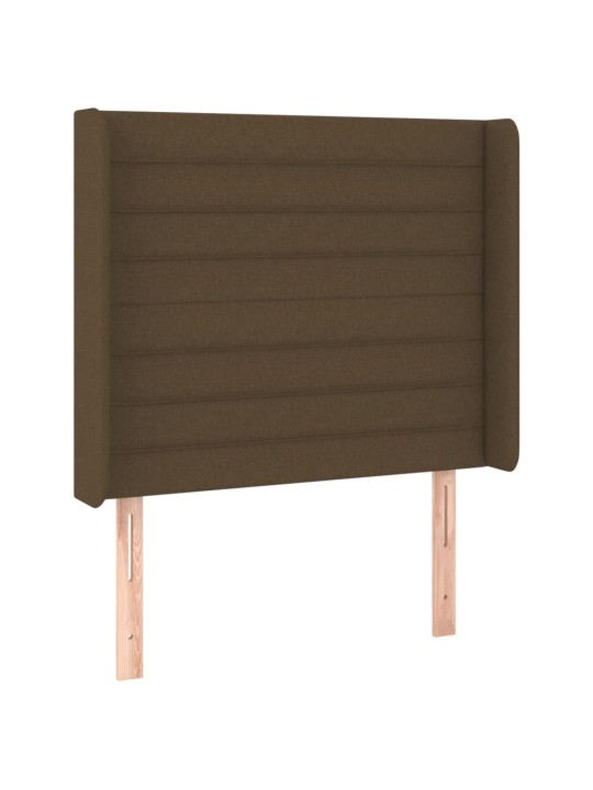 Čelo postele s LED tmavě hnědé 83 x 16 x 118/128 cm textil