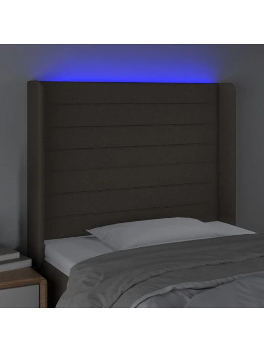 Čelo postele s led taupe 83 x 16 x 118/128 cm textil
