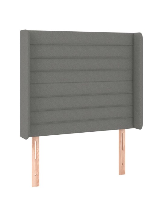 Čelo postele s LED tmavě šedé 103 x 16 x 118/128 cm textil