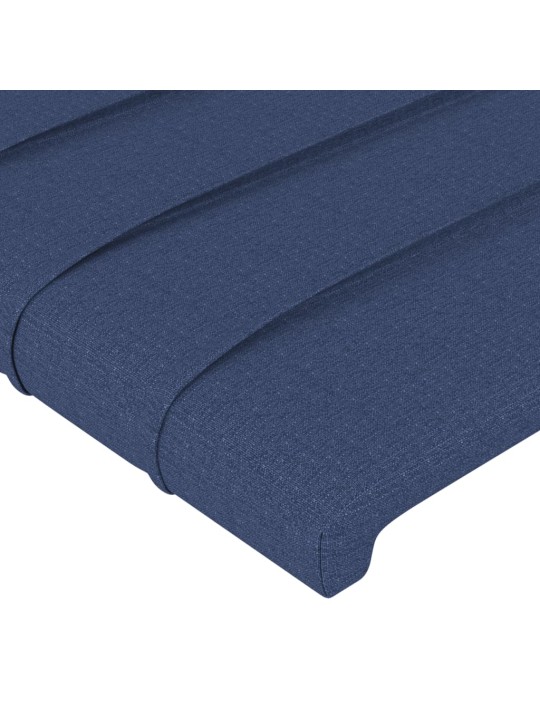 Čelo postele s LED modré 147 x 16 x 118/128 cm textil